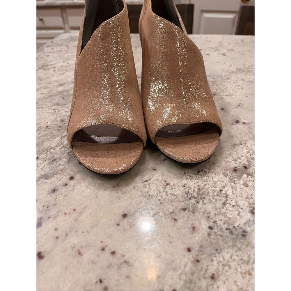 Array Gold Shimmer D’orsay Open Toe Bootie Pumps … - image 3